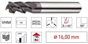 E.7632.1.1600 - frez FI 16.00 mm 3-ostrzowy długi powlekany uniwersalny NACHREINER
