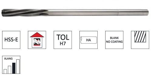 Rozwiertaki maszynowe HSS-E w tolerancji H7 bardzo długie E.4619.0 NACHREINER